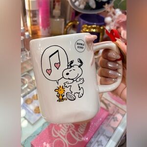 New Rae Dunn Peanuts Mug with Snoopy and Woodstock in Pink